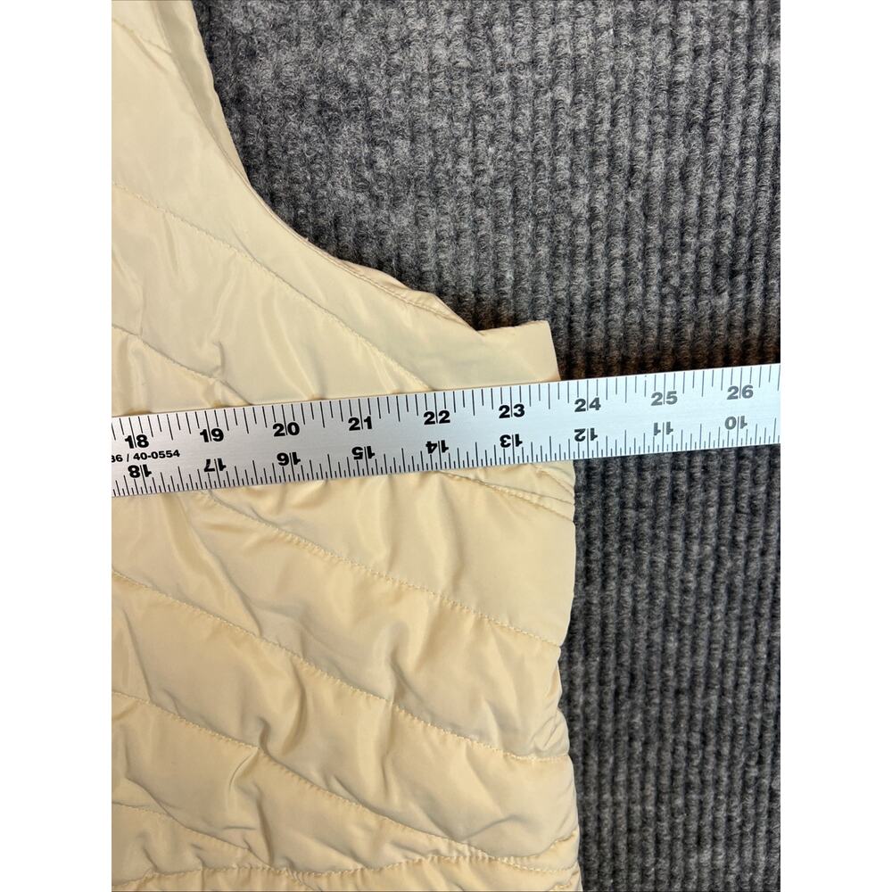 Isaac Mizrahi Live Womens Vest Large Cream Quilted Snap Front Pockets Preppy - Picture 10 of 11
